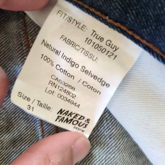 Naked & Famous True Guy Natural Indigo Jeans - Picture 4 of 6